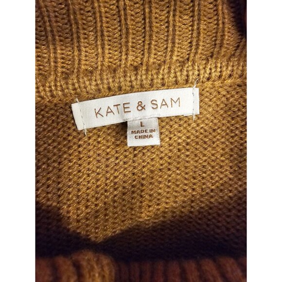 Kate & Sam Camel Tan Turtleneck Side Tie Ribbed Sweater Vest Large - Picture 4 of 8